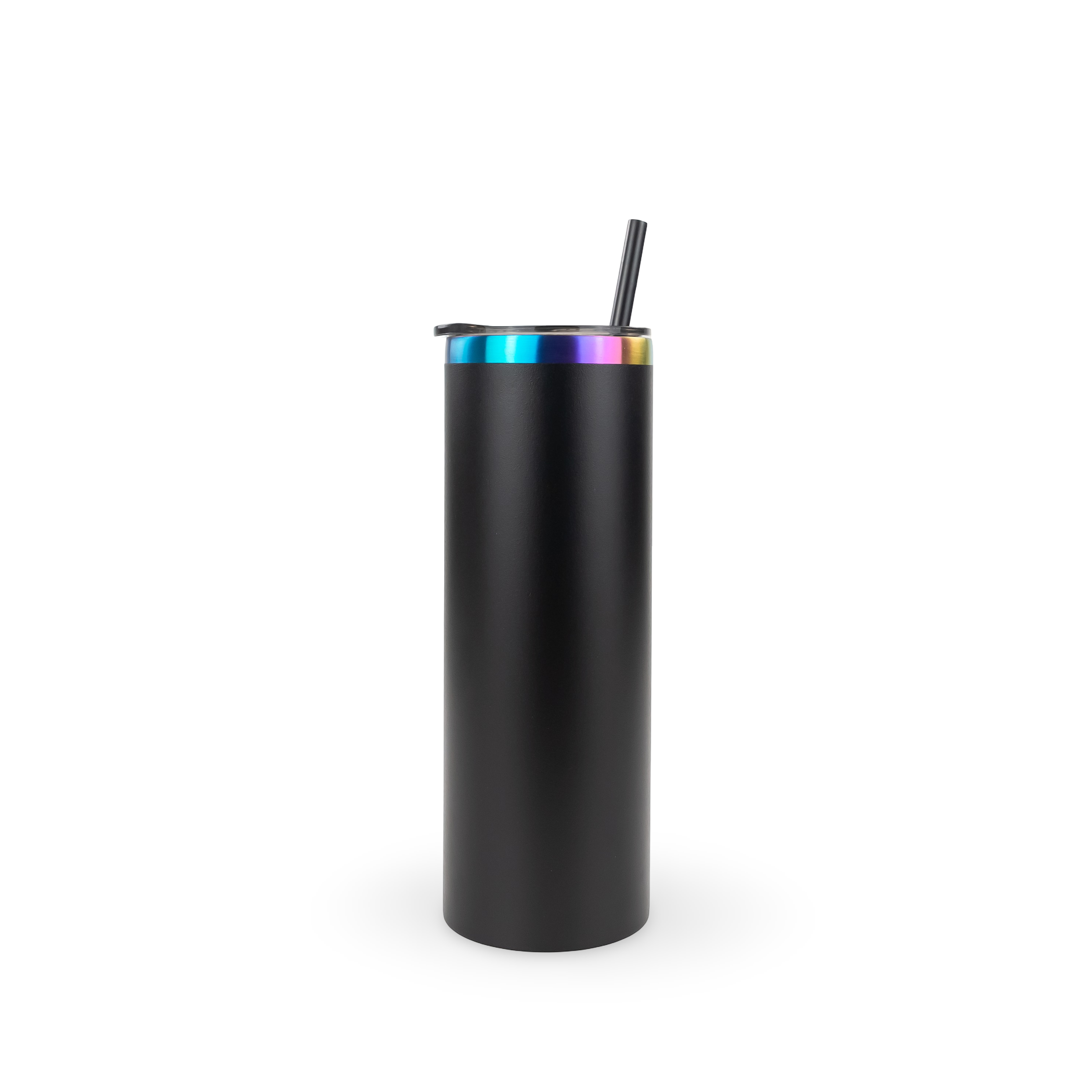 Rainbow Plated Black 20oz POWDER COATED SKINNY EDGE TUMBLER for wholesale on Faire4