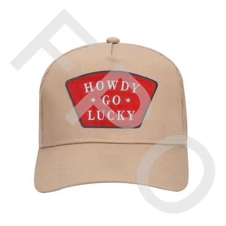 Dozer Custom Trucker Hats - Wholesale Patch - Howdy Go Lucky Embroidered Iron-On Trucker Hat Patch1