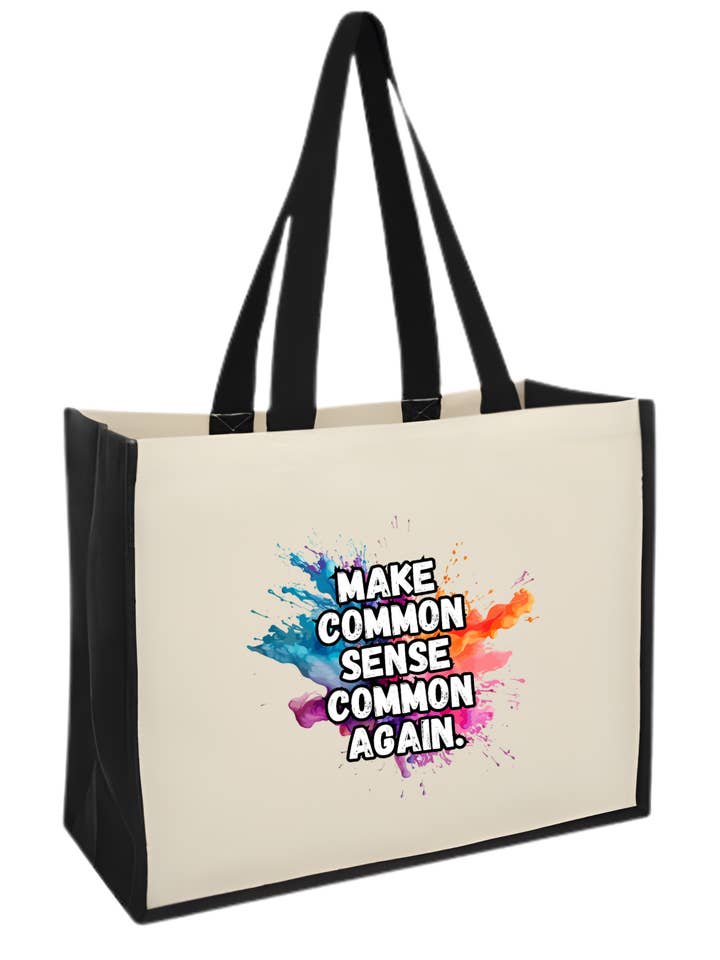 Make common sense common again - Maxi Jute Shopper Bag for wholesale by Reyt Designs