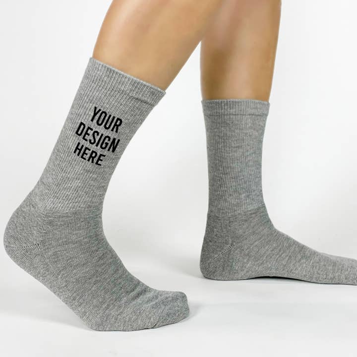 Ajoutez votre design - Chaussettes ras du cou côtelées en coton imprimé sur mesure pour la vente par Sockprints