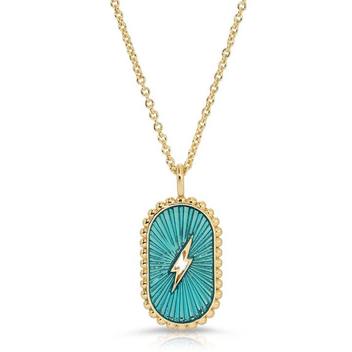 Lightning Pendant - Ocean Blue for wholesale by Elizabeth Stone Jewelry