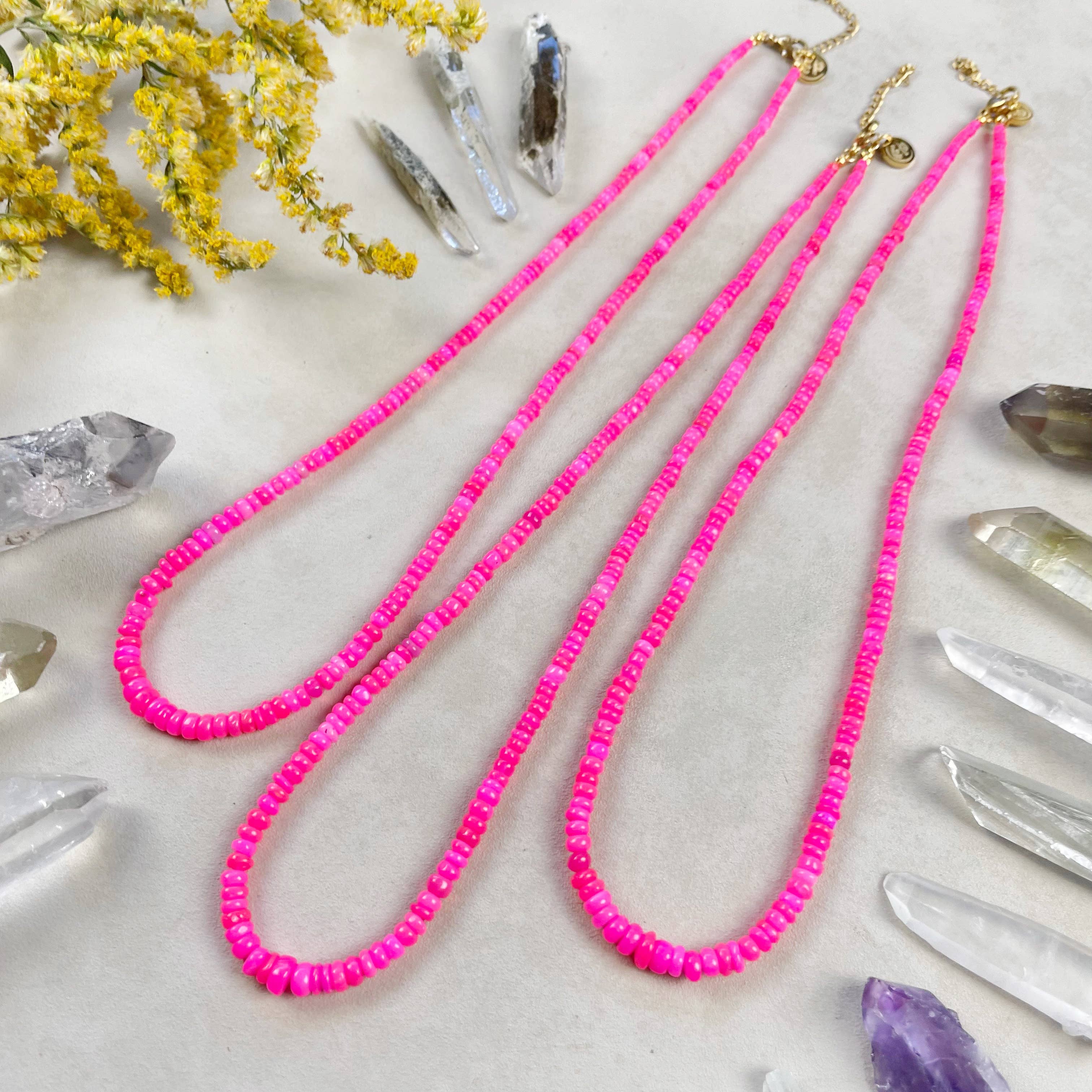 Ewelina Pas Jewelry - Wholesale Beaded/Pearl Necklace - Igni// Hot Pink Fire Opal Heishi Beaded Necklace7