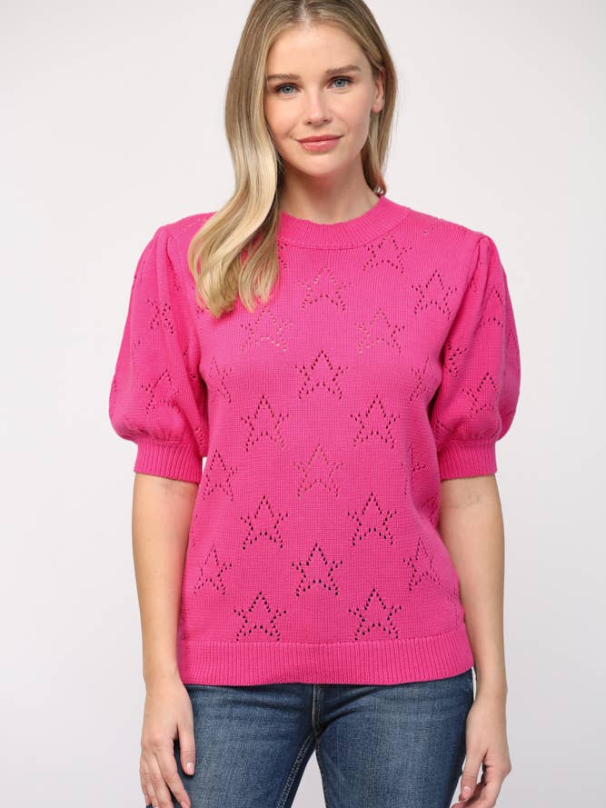 PULL À CAPUCHE EN TRICOT STAR POINTELLE FW15135 pour la vente par FATE