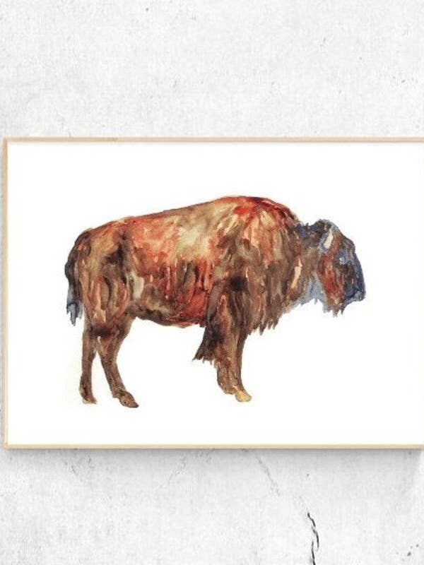 Buffalo Painting Wall Poster Watercolor for wholesale by Goodfairyart