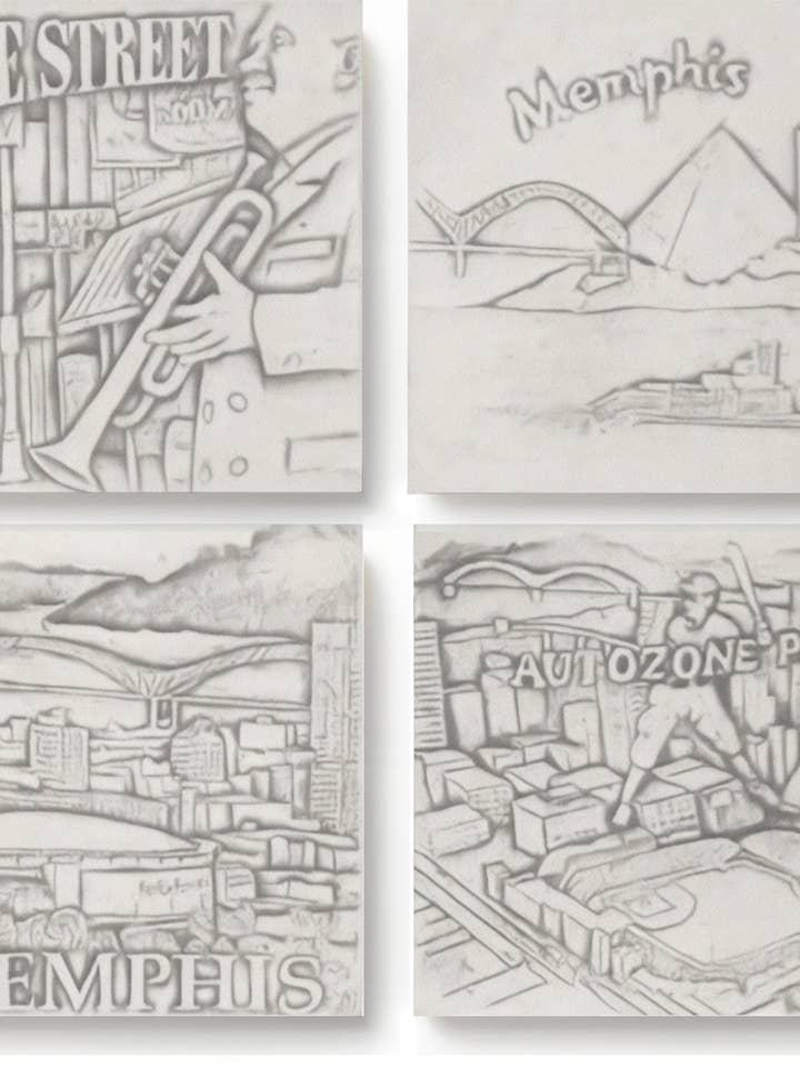 Scenes of Memphis Drink Coasters for wholesale by McCarter Coasters