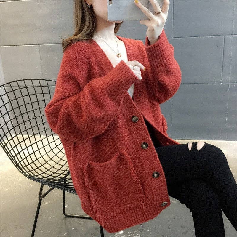 UZ Wholesale Store – wholesale Cardigan – Women’s – Solid Color V-Neck Cardigan Sweater Coat1