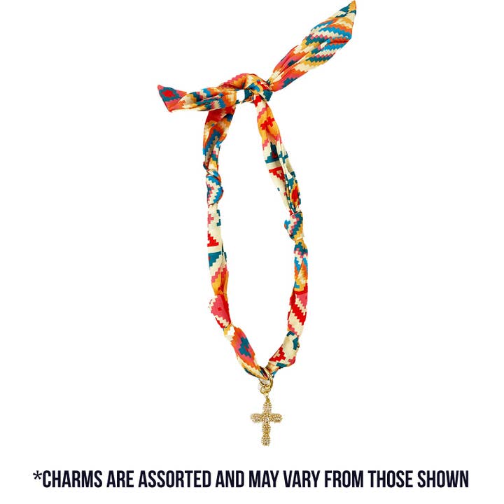 TW-1006 SCARF NECKLACE WITH CHARM for wholesale by Girlie Girl Originals