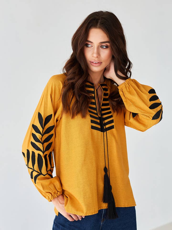 Embroidery Blouse Fern Orange for wholesale by Handmade Originals Ukraine