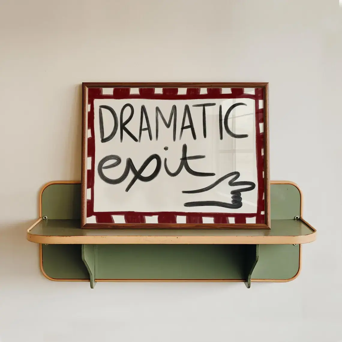 Mother & Sun Studio – wholesale Art print – Dramatic exit hand drawn print poster0