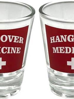 Hangover Medicine - Shot Glass - 2 Piece Set for wholesale by Scorpio Posters