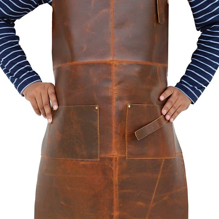 Tuzech Leather – wholesale Förkläde – Tuzech Hållbart Läderförkläde Verktyg/Justerbart/Kock/Tungt Handgjort Justerbart Verktygsförkläde - 30,5 x 23,5 tum