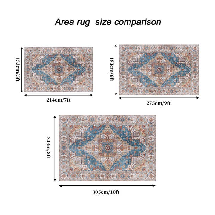 HOMYCASA DESIGN INC - Wholesale Area Rug - 5x7''VintageBohemiaAreaRug Non-slip WashableBlueYellowFloral5