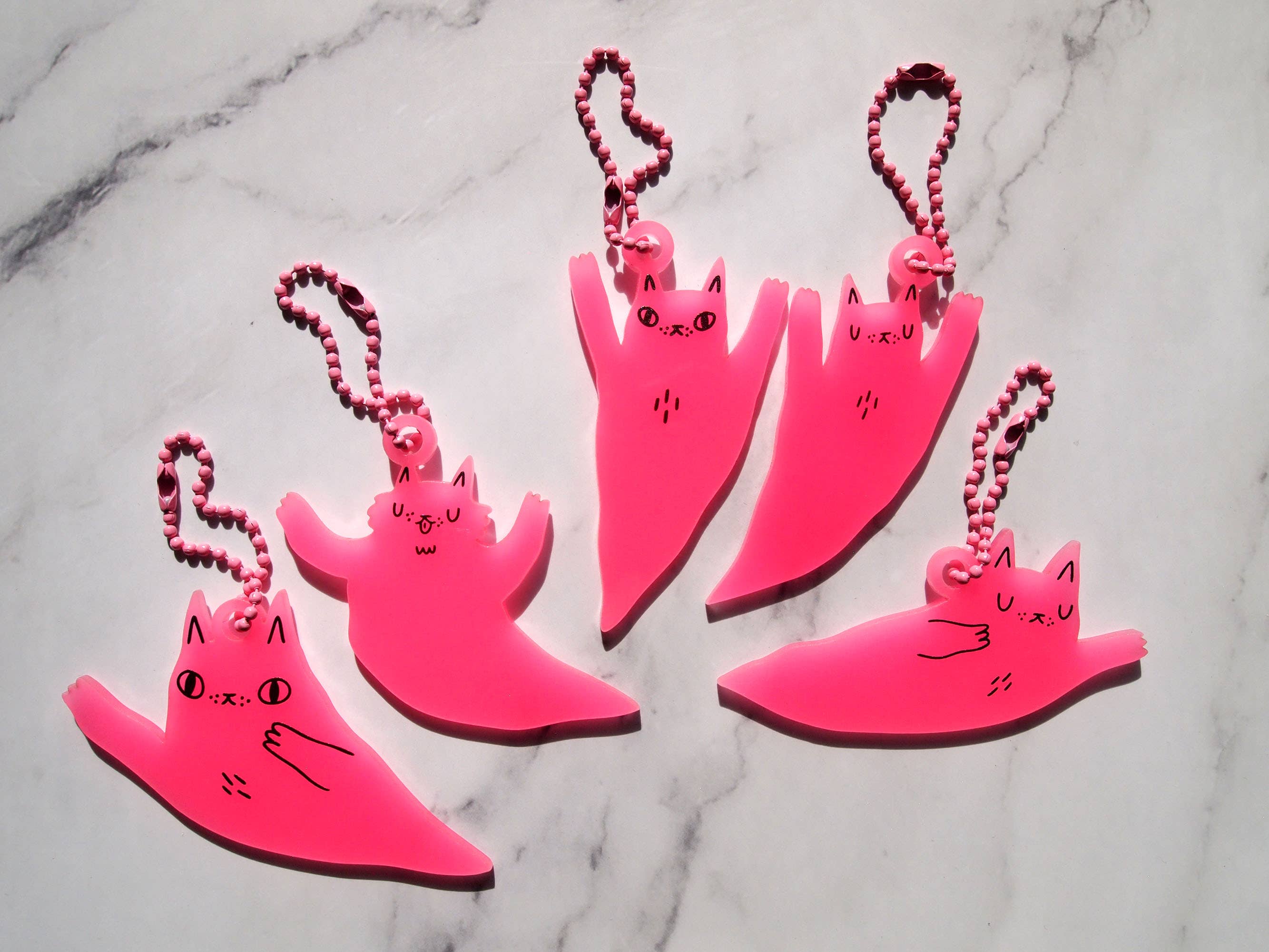 I LIKE CATS – wholesale Keychain – Women's – Blind bag Halloween ghost bag charm, glow in the dark pink6