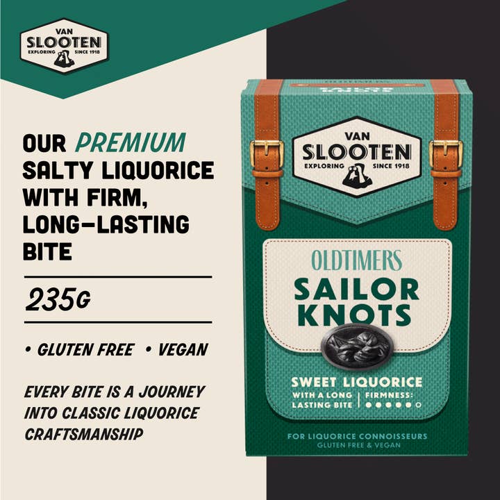 Van Slooten – wholesale Liquorice – Van Slooten Oldtimers Sailors knots Liquorice 235g x6 1