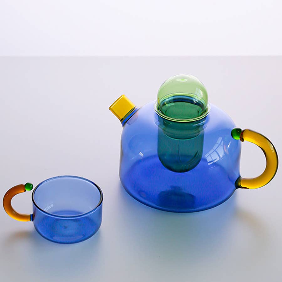 TUTU Home - Wholesale Tea Pot - "Contrasting" - Blue & Green Cute Glass Teapot1