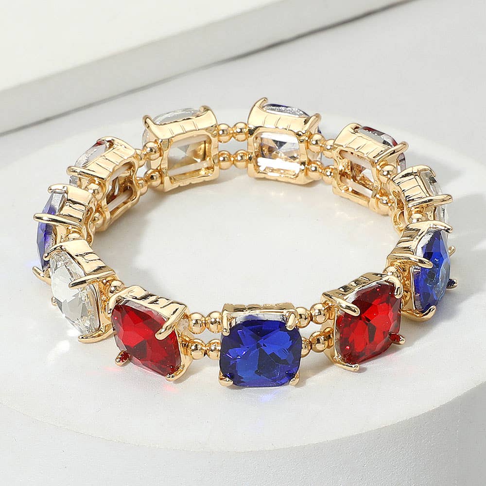 Sensibling Corp. - Wholesale Link & chain bracelet - Cushion Square Stone Stretch Evening Bracelet10