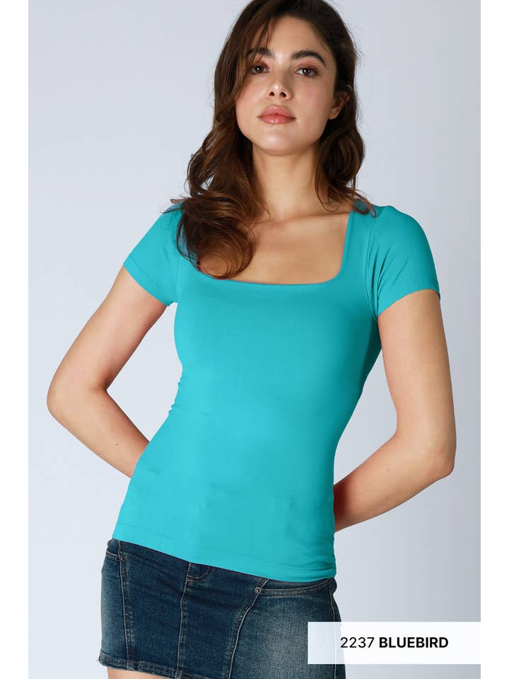 NIKIBIKI - Wholesale Knit Top - Women's - NS8326- Square Neck SS Top12