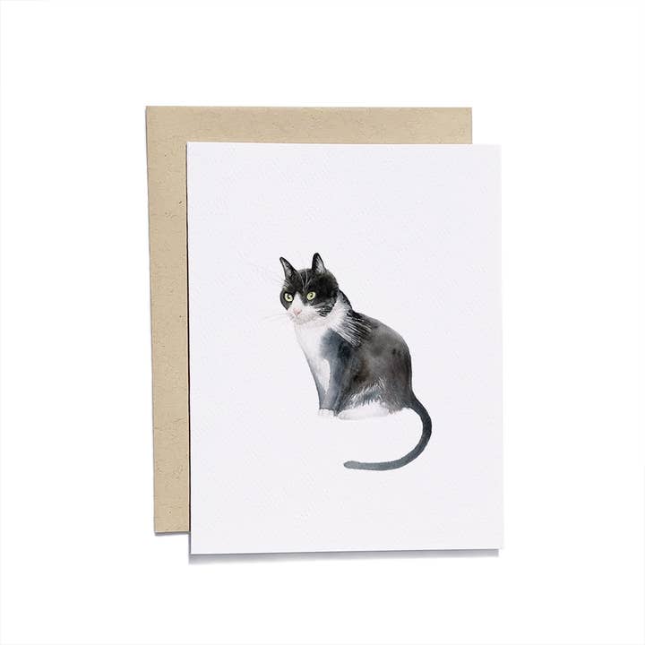 Carte de vœux chat noir pour la vente par Kylie Paper Co.