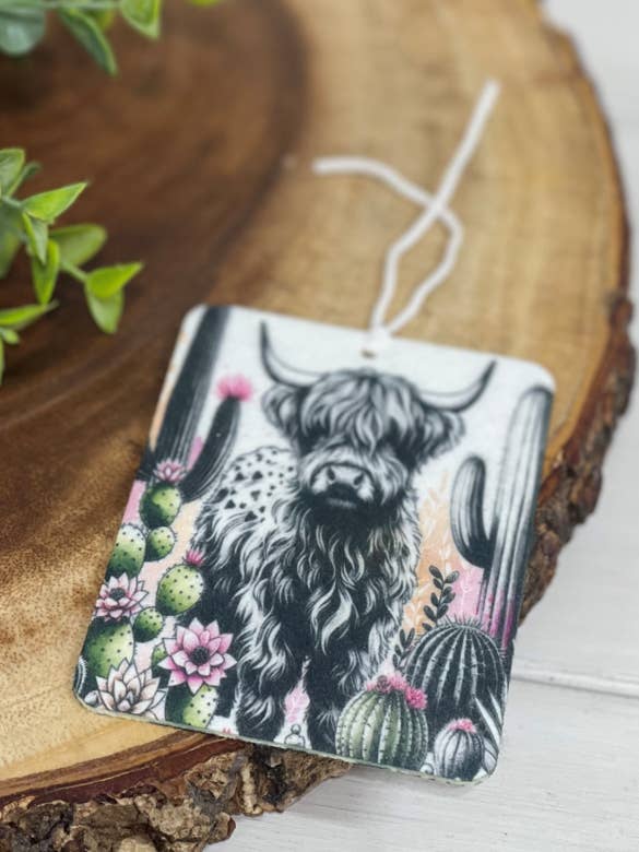 Profumatore per auto a forma di mucca delle Highlands del deserto per la vendita all'ingrosso da parte di CMD Wholesale