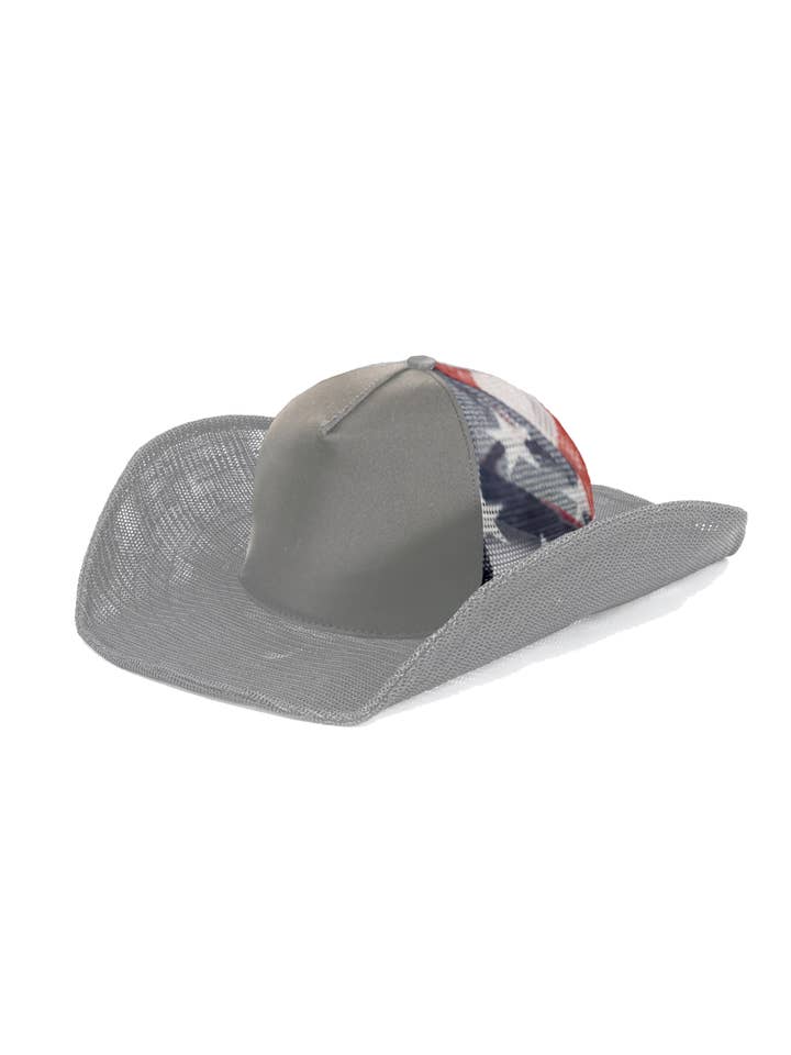 GRÅ USA MESH COWBOY SNAPBACK: 5 PANEL - TOM för wholesale av Cowboy Snapback