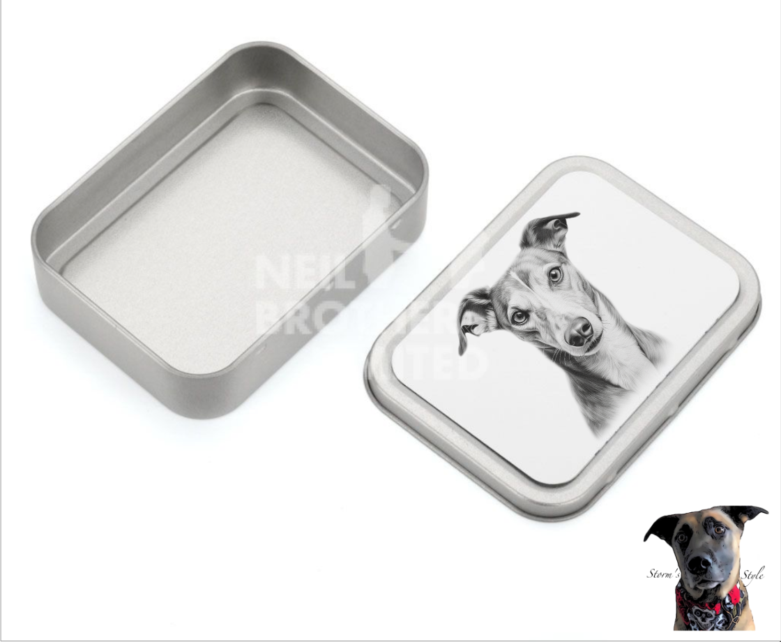 Storms Style - Vente Bocal à friandises – chien - Boîte à friandises en métal pour petit chien noir et gris - de nombreuses races49