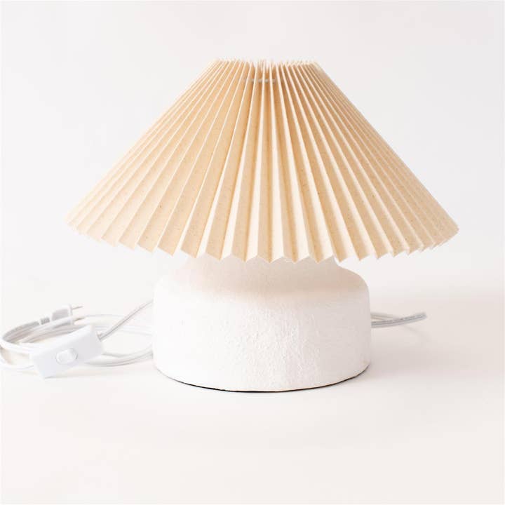Audrey's Home & Gift - Wholesale Accent/desk lamp - Lamp - Rustic White Base, Pleated Cream Shade (PC)3
