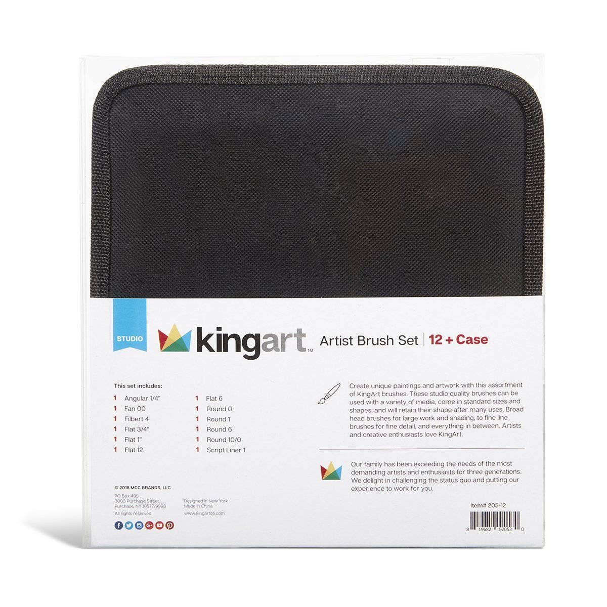 KINGART - Wholesale Paint/Wax Brush - Studio Brush Set - Gold Nylon - Storage Case - 12 Piece3