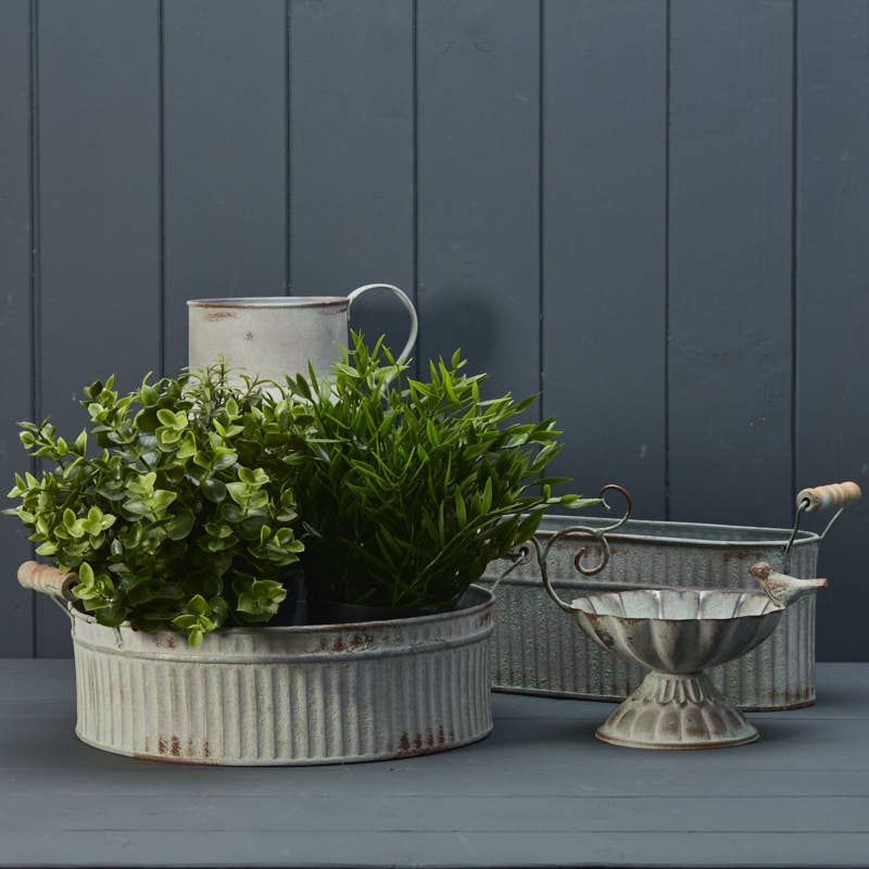 Satchville - Vente Cruches - Pichet en zinc côtelé blanc vintage1