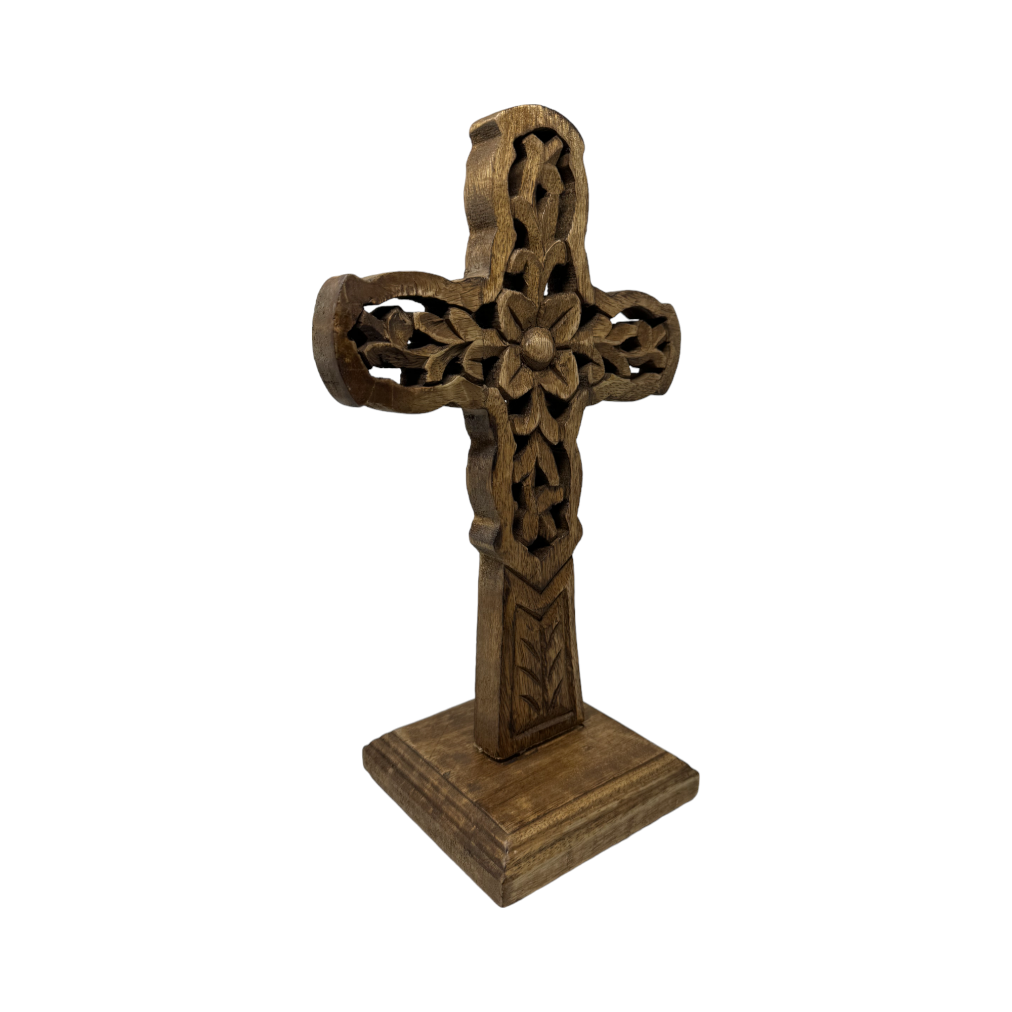 Wilco Home - Vente Décorations de table - Croix de table en bois sculpté à la main « Vineyard »8