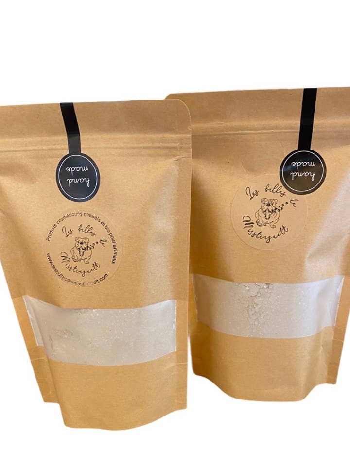 Badesalt med marine ler og østersskaller for engroshandel hos Les bulles de Misstinguett