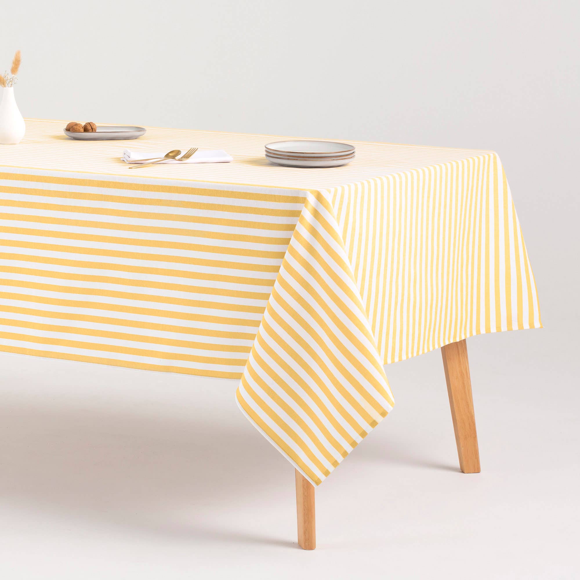 GAMUSI - Wholesale Tablecloth - Stain-resistant cotton tablecloth fabric feel stripes ALMA8