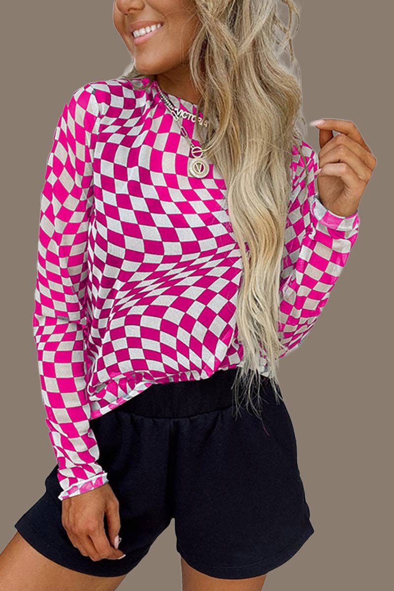 Mccolin – wholesale Knit top – Women's – Checkered Long-Sleeve Shirt4