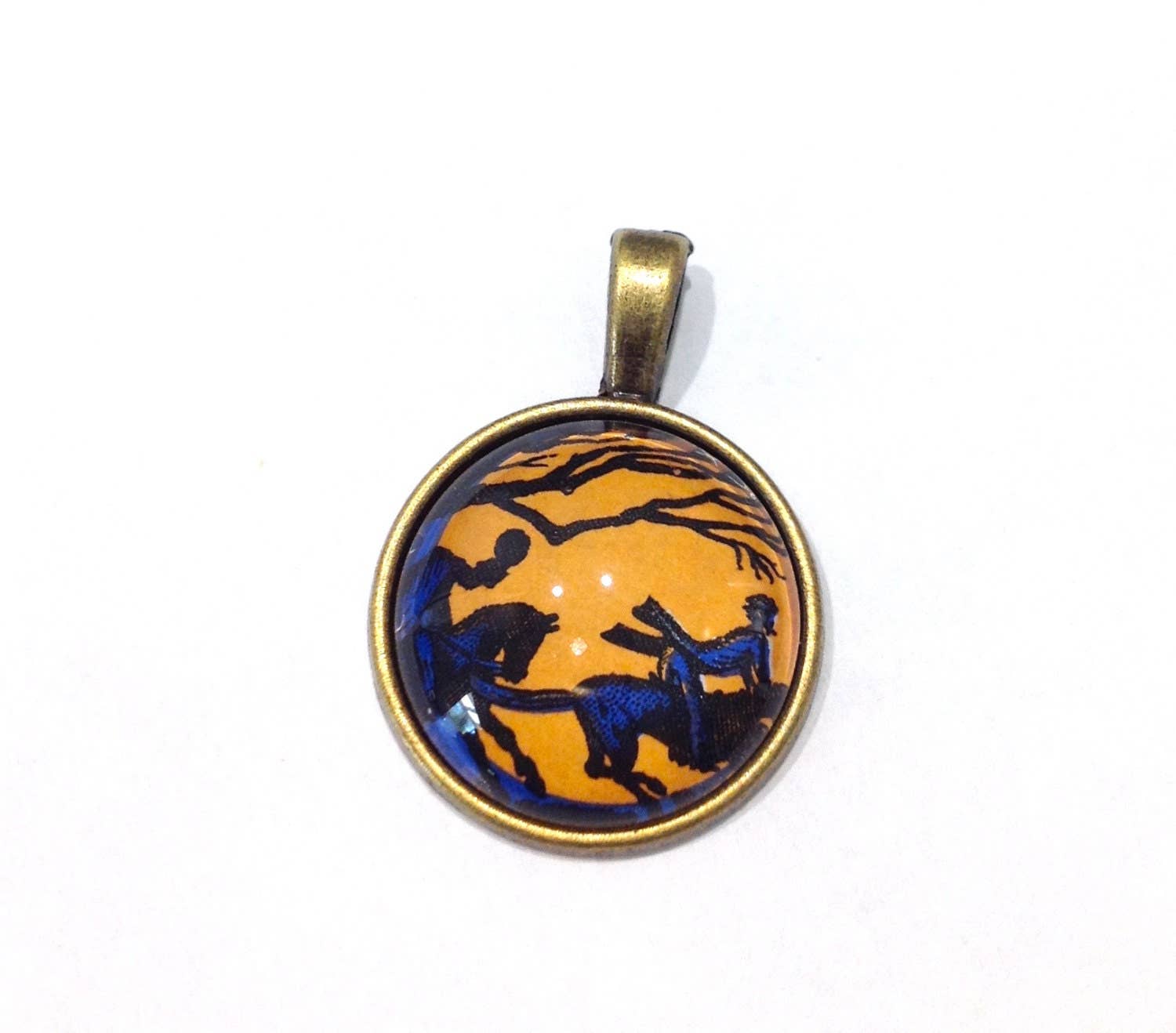 Postage Stamp Jewelry - Wholesale Pendant/Charm Necklace - 1974 Sleep Hollow Headless Horseman Stamp - USA Stamp - Postage Stamp Jewelry - Vintage Postage Stamp Necklace - Antique Bronze Finish1