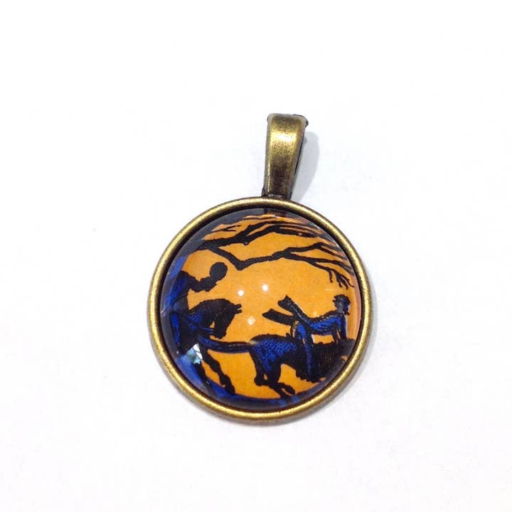 Postage Stamp Jewelry - Wholesale Pendant/Charm Necklace - 1974 Sleep Hollow Headless Horseman Stamp - USA Stamp - Postage Stamp Jewelry - Vintage Postage Stamp Necklace - Antique Bronze Finish1