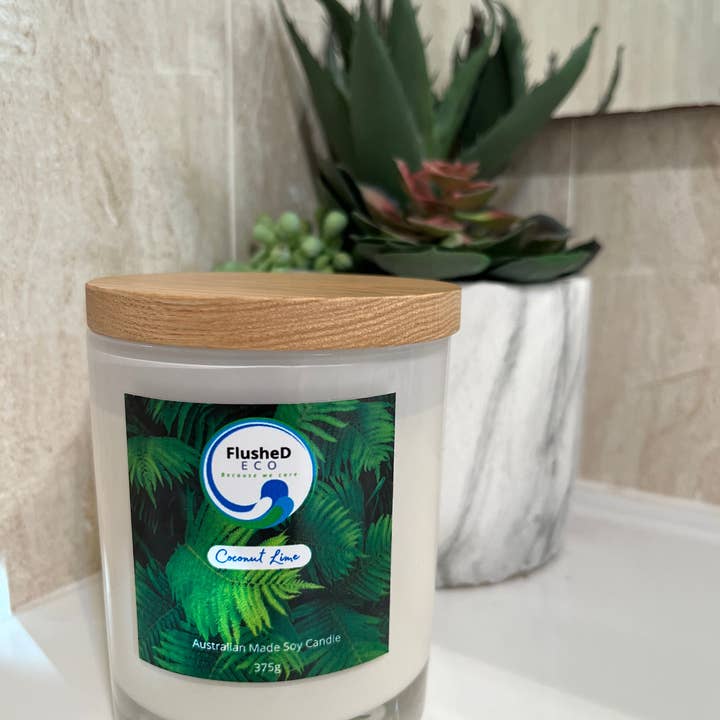 Flushed ECO - Wholesale Jar/filled candle - Soy Candle 375g - Coconut Lime2