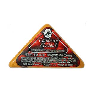 1010 2oz Northwoods Cheese Cranberry Cheddar Tri for wholesale by Northwoods Food and Gift Enterprises