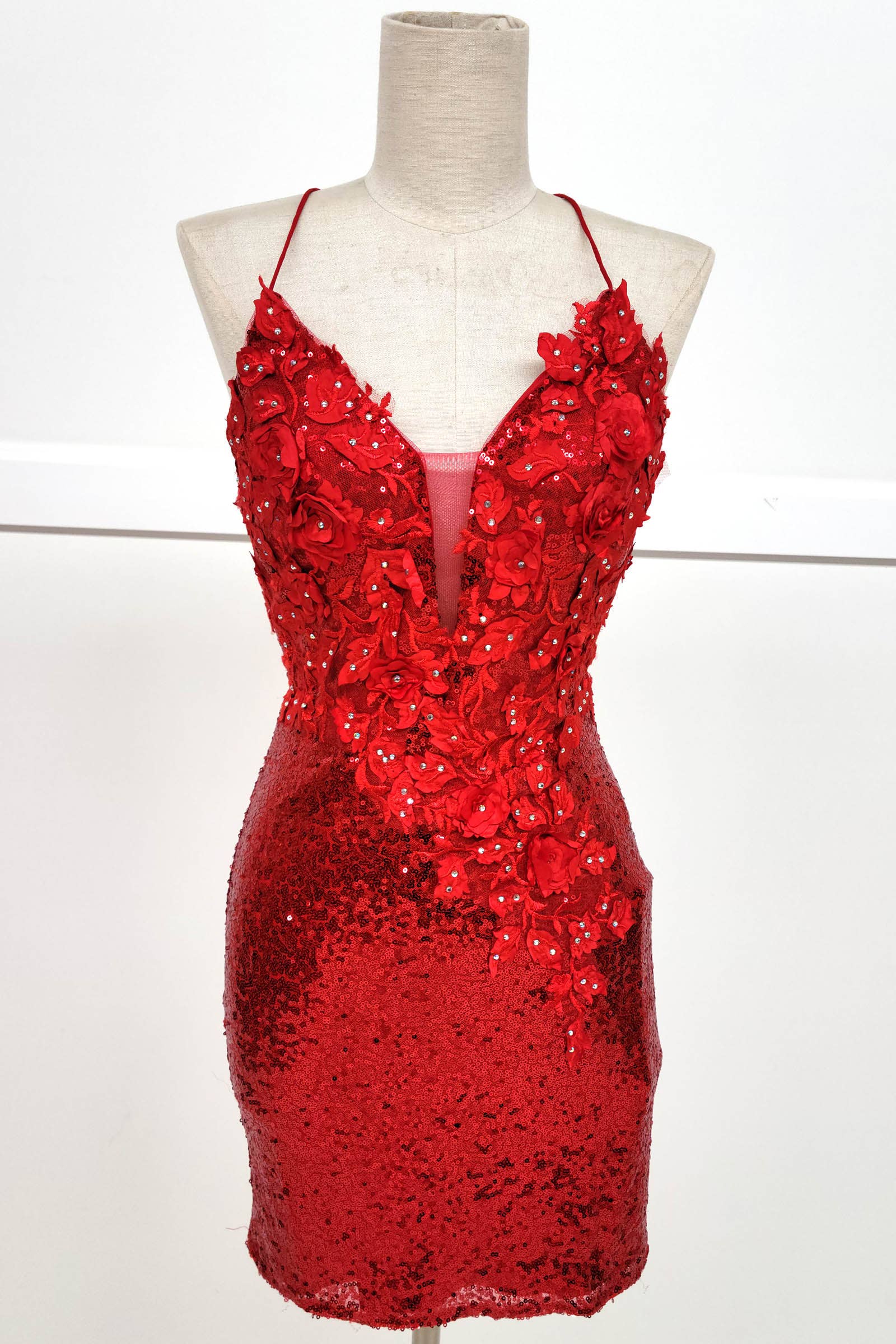 Chicas - Wholesale Jurk - Dames - Bodycon pailletten mini-jurk met bloemen en bandjes C80742