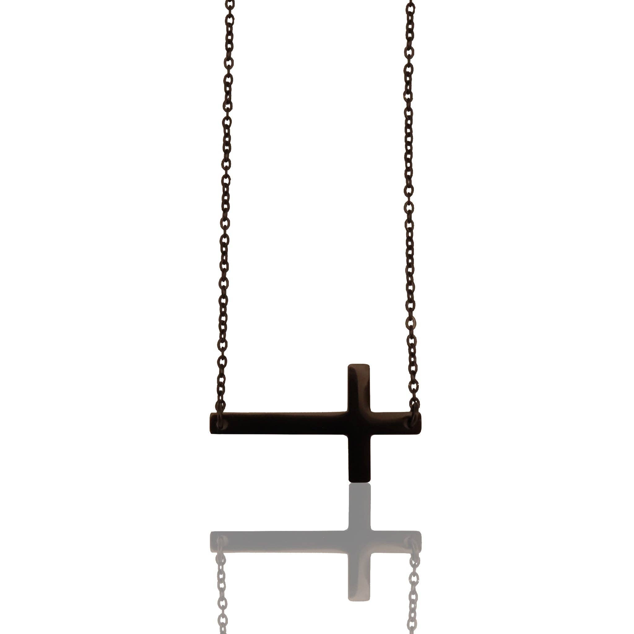WJW - Wholesale Pendant/Charm Necklace - Stainless Steel Horizontal Cross Necklace5