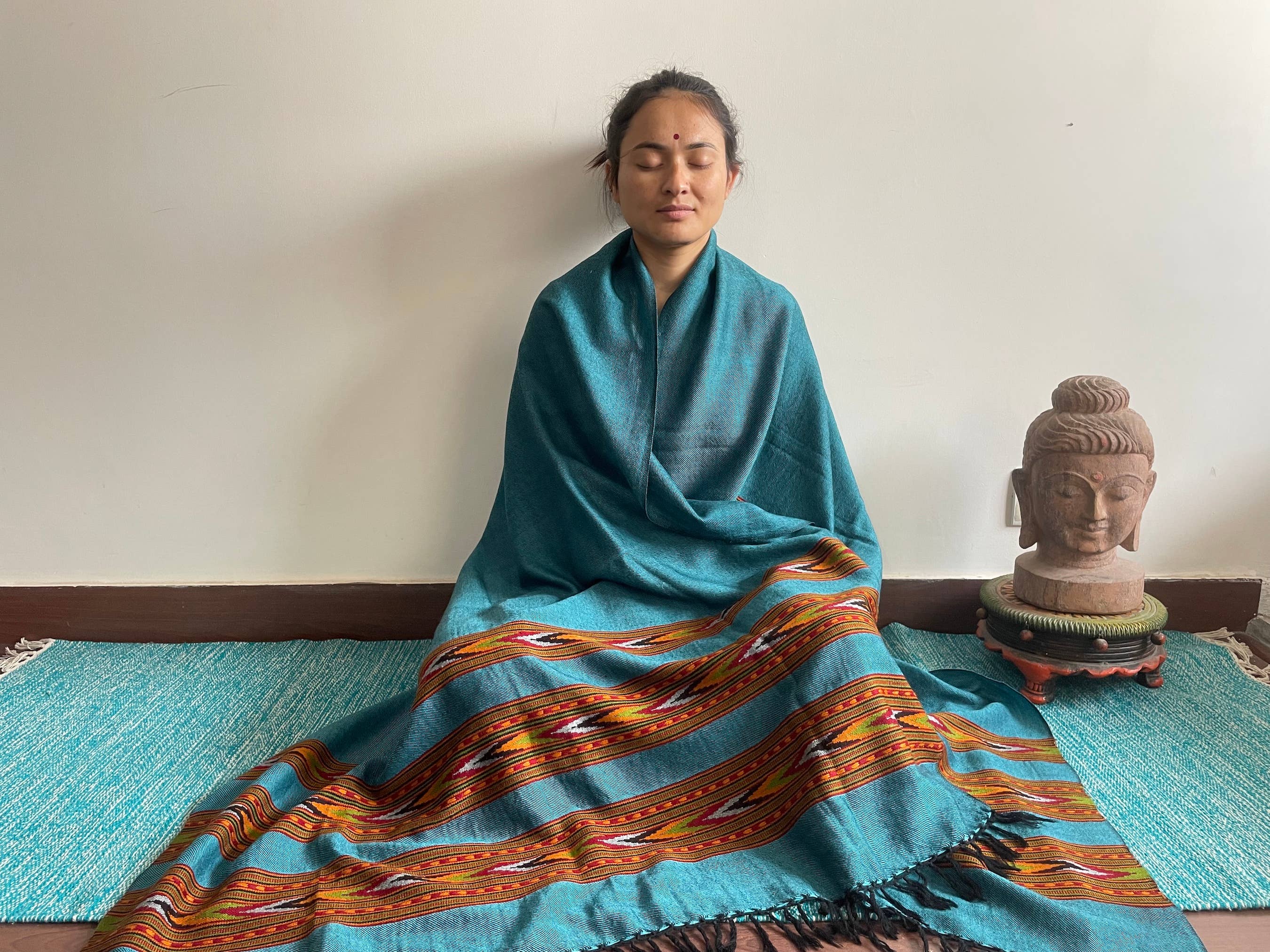 Green Frog India – wholesale Prydnadsfilt – Handvävd Himalaya Pure Wool Yoga- och Meditationsfilt