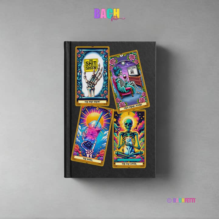 BachFetti - Wholesale Sticker - True Crime Junkie Tarot Sticker – 4" Glossy or Holographic3