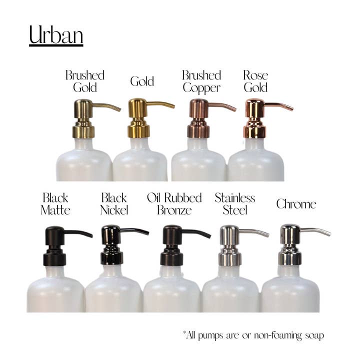 The Bottle Shoppe - Venta al por mayor Dispensadores de jabón - Botellas dispensadoras de jabón de vidrio acanalado de 14 oz con bombas de metal.9