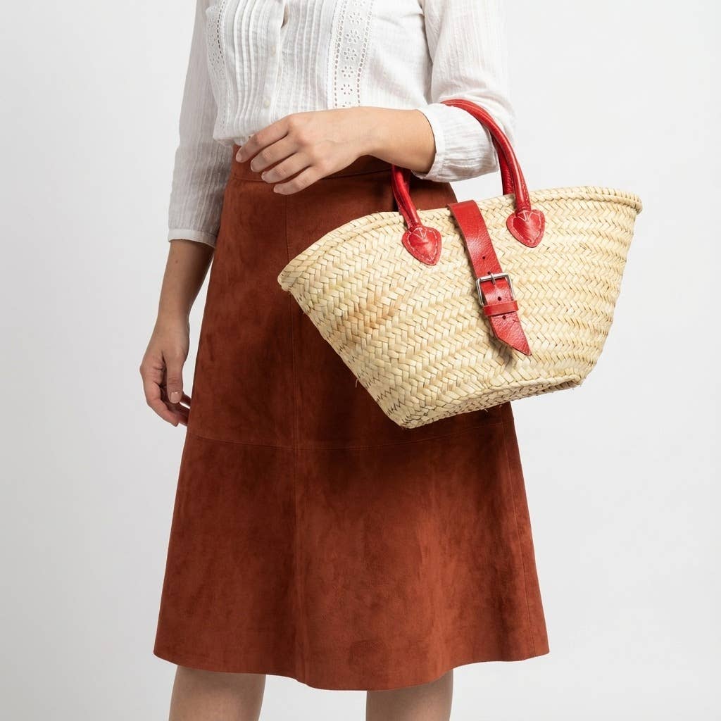 Melecraft – wholesale Strandväska – Mini fransk marknadskorg läderrem stråväska17