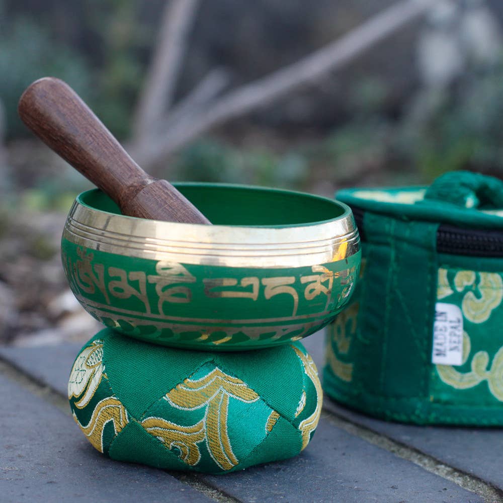 AW Artisan - Wholesale Music Accessory - Tibetan Mini Bowls Gift Set - Green5
