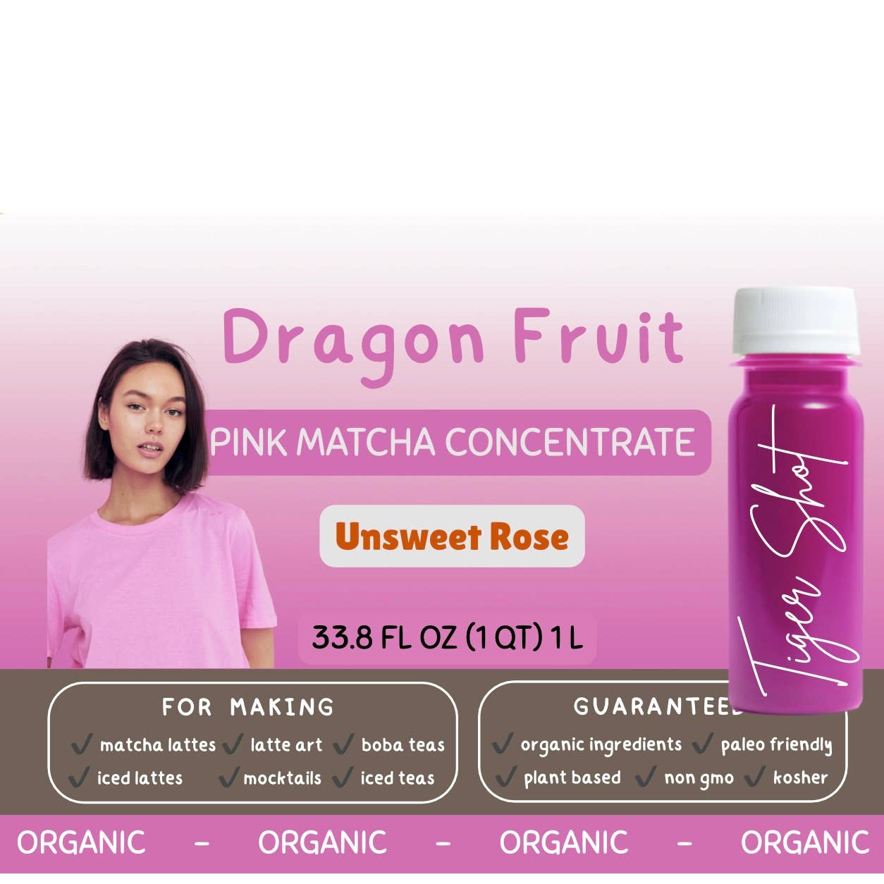 TIGER SHOT - Wholesale Protein/Superfood Powder - PINK MATCHA SHOT for lattes (16 Servings)2