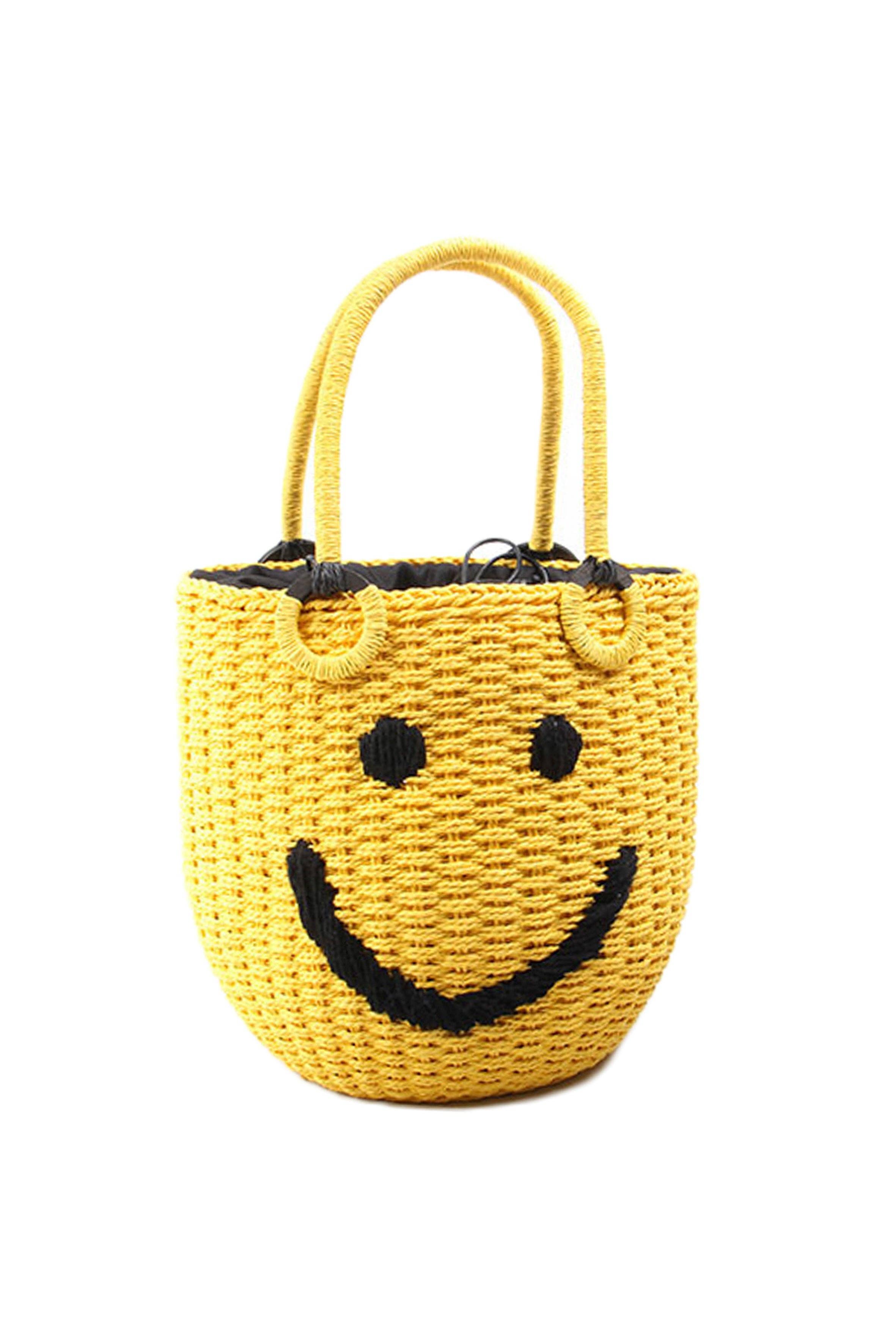Yellow Smiley Straw Bag HB2176 for wholesale on Faire