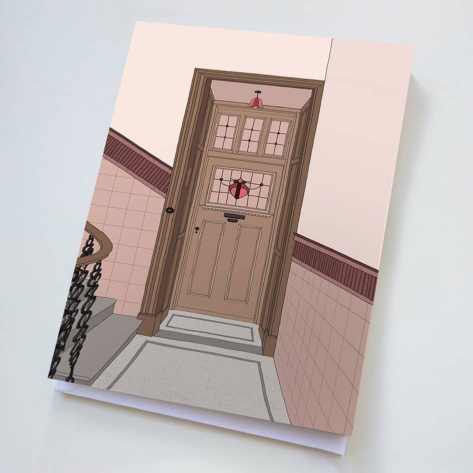 Turadh Design Co. – wholesale Everyday greeting card – Tenement Door in Pink Greetings Card0