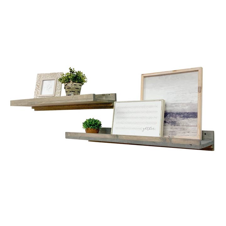 Pine Wood Rustic Luxe Floating Shelves - Set of 2 Wall Mounted Shelves for wholesale by Intrinsic Haven