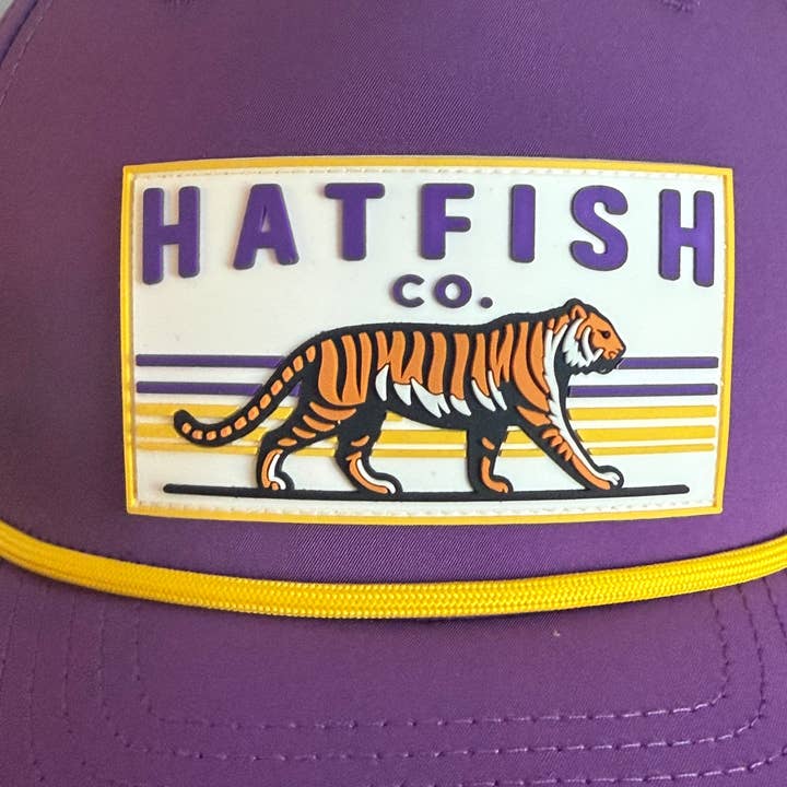Hatfish Co - Wholesale Trucker Hat - Unisex - Purple Fighting Tiger - Curved Five Panel Rope Hat2