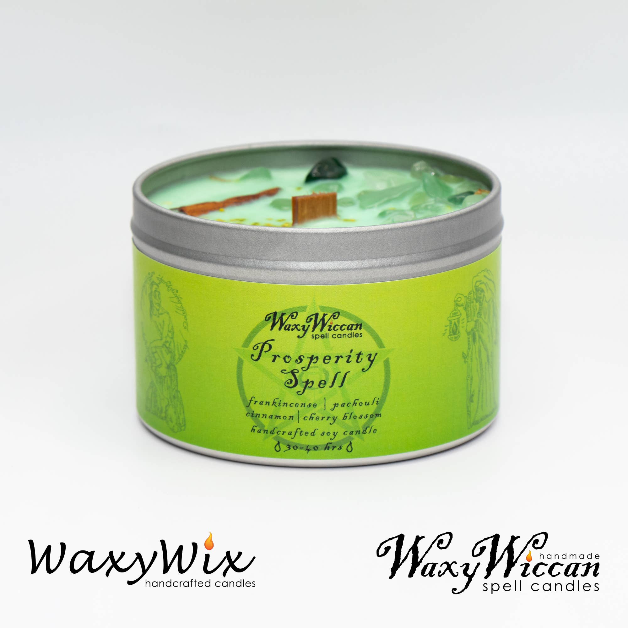 The Wicklow Witch Ltd - Wholesale Travel Candles - Wiccan Prosperity Spell Candle With Crystals2