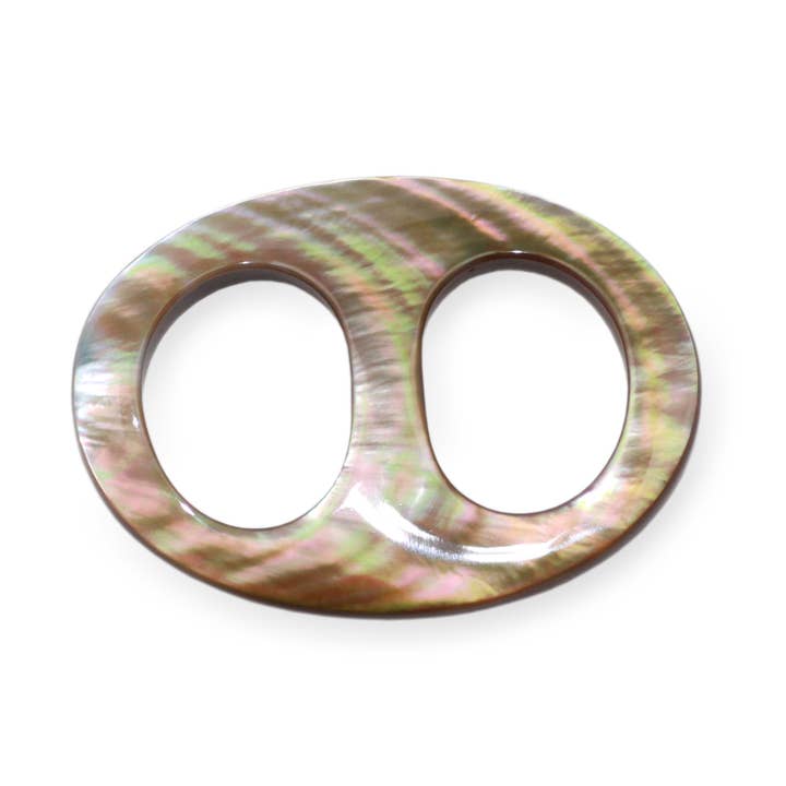 Anne B. Accessories – Großhandel Schal – Damen – Großer Schalring, Schalschnalle, Perlmutt, Horn, 6 cm x 4,5 cm
